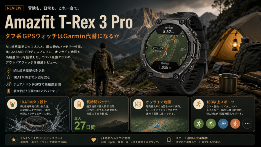 Amazfit T-Rex 3 Pro レビュー資料
