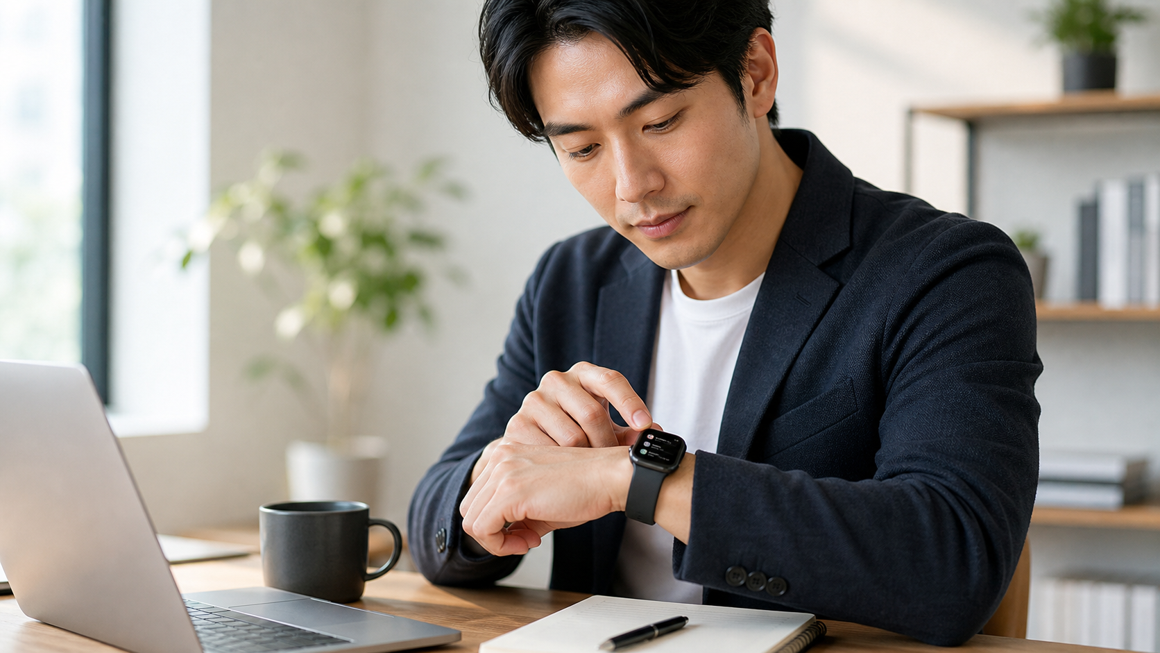 Apple Watch Series 11を仕事中に着用している男性のイメージ