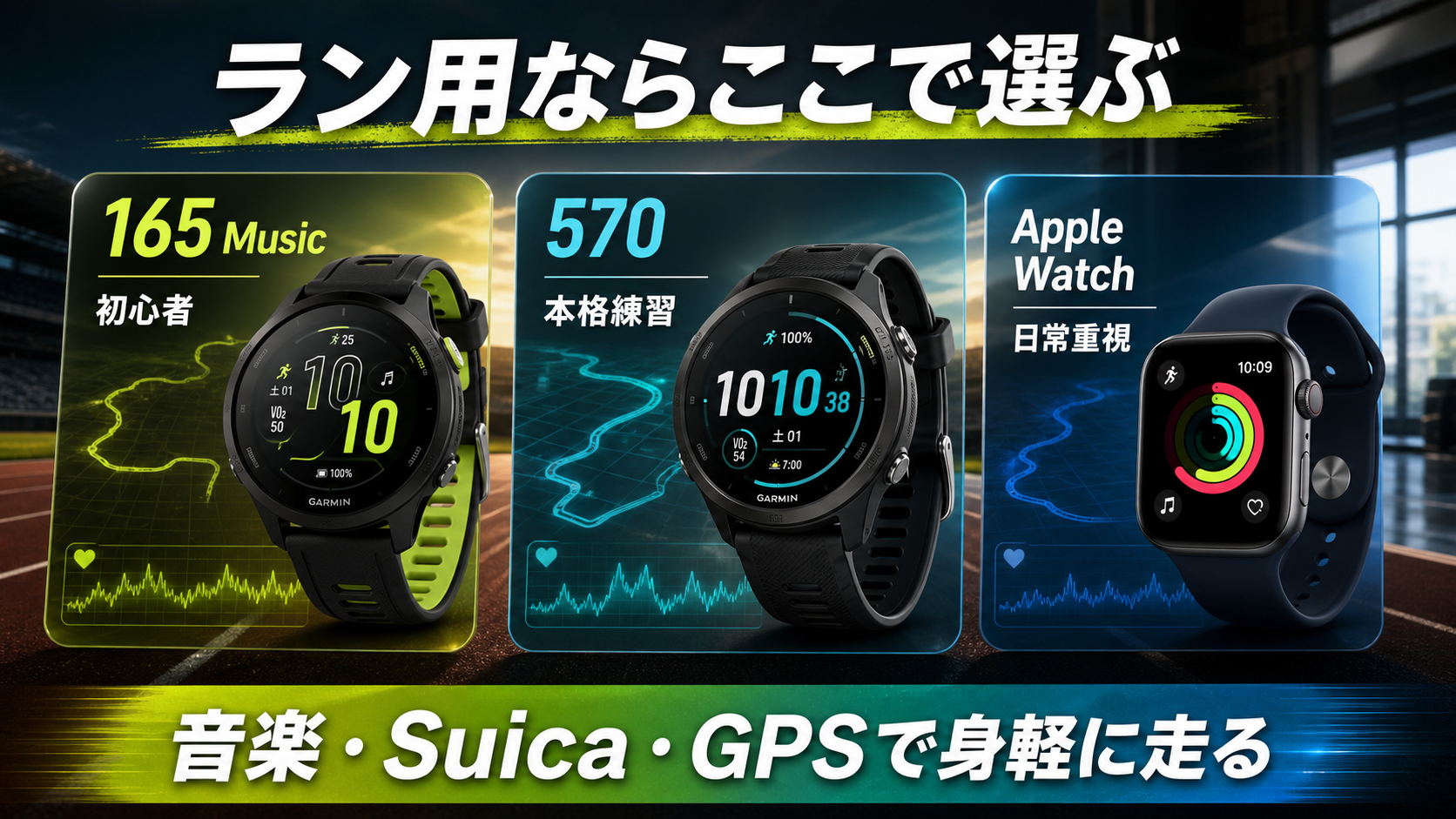 Garmin Forerunner 165 Musicと比較候補の選び方をまとめたレビュー用スライド