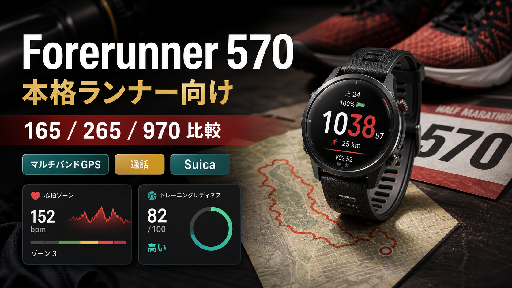 Garmin Forerunner 570の特徴をまとめたレビュー用スライド