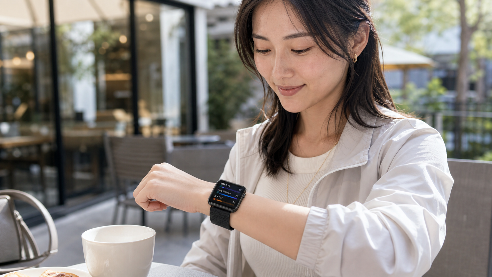 Garmin Venu X1 女性着用イメージ