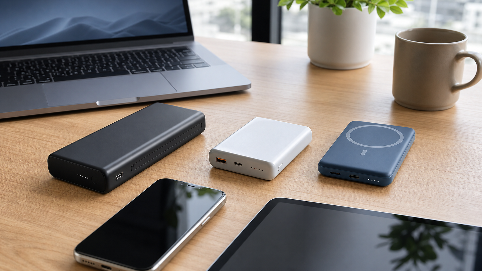用途別に並べたモバイルバッテリーとスマホ・PCの比較イメージ