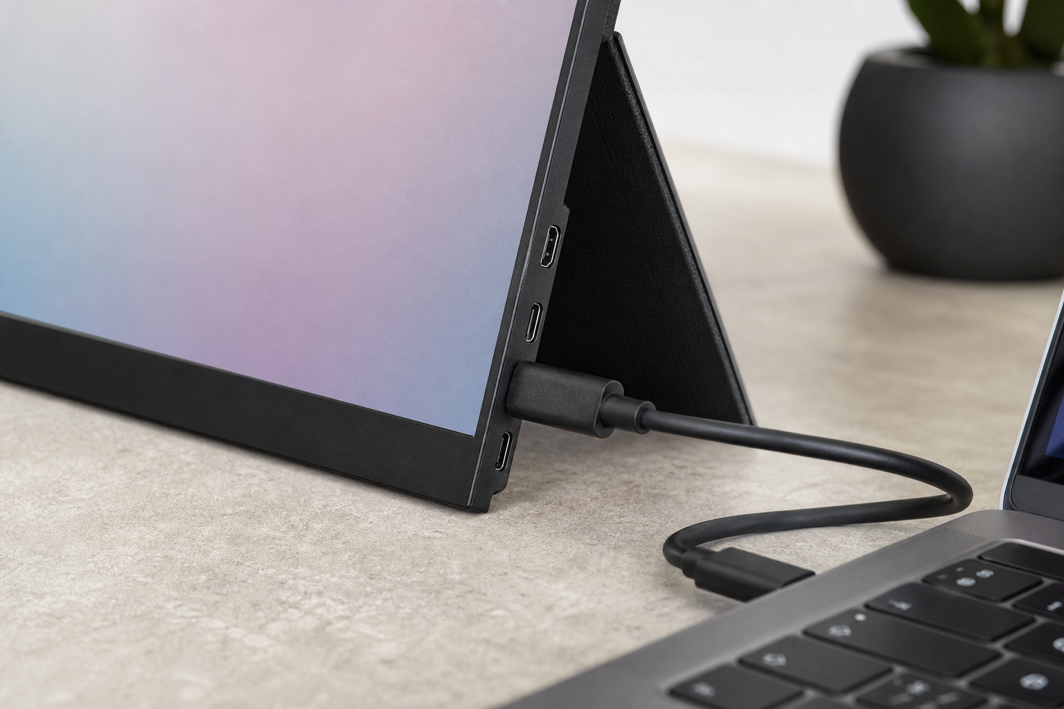 JAPANNEXT JN-MD-i156F-T-LEのUSB-CやHDMI接続を想定したモバイルモニター製品別生成イメージ