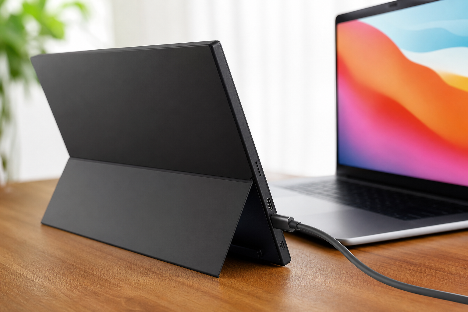 VisionOwl TJ-1のUSB-CやHDMI接続を想定したモバイルモニター製品別生成イメージ