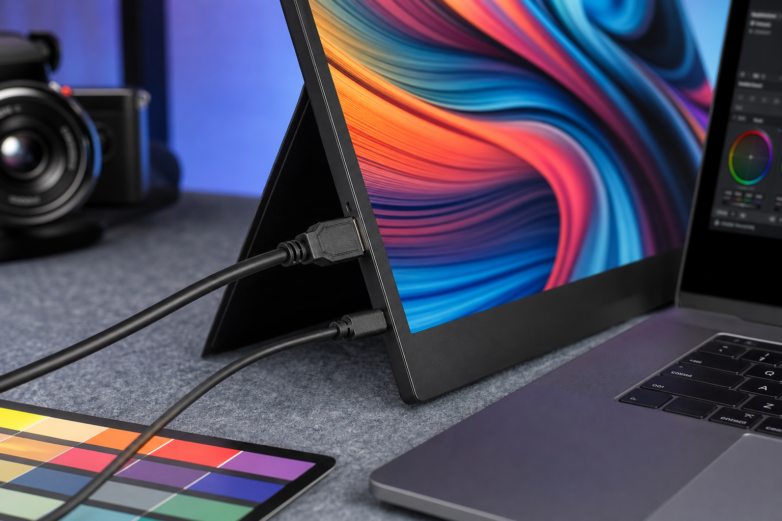EHOMEWEI LQG-156NWのUSB-CやHDMI接続を想定したモバイルモニター製品別生成イメージ