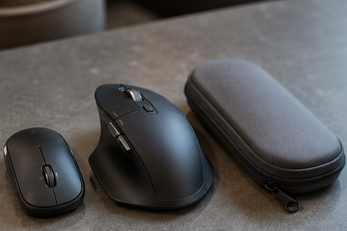 MX Anywhere 3Sと大型マウスのサイズ比較イメージ
