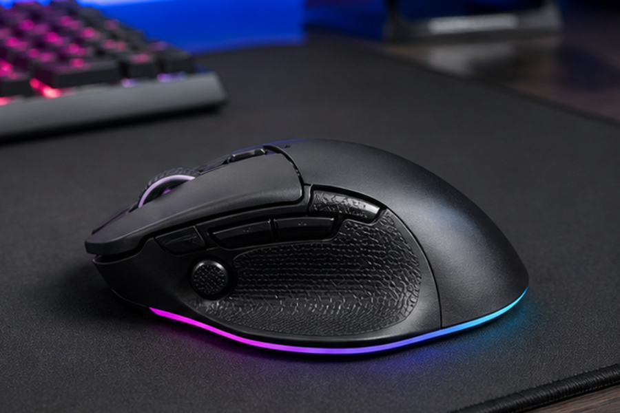 Razer Basilisk V3 Pro 35Kの右手用エルゴ形状と多ボタン配置を示すイメージ