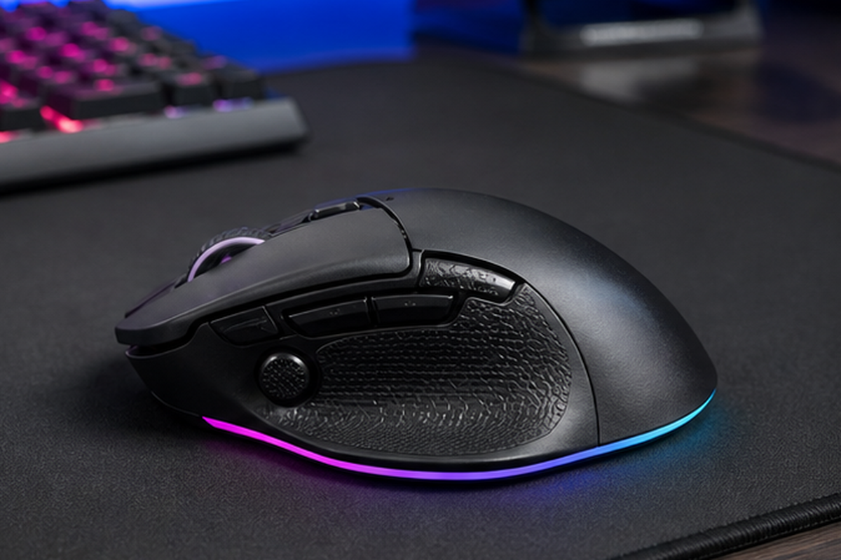 Razer Basilisk V3 Pro 35Kの右手用エルゴ形状と多ボタン配置を示すイメージ