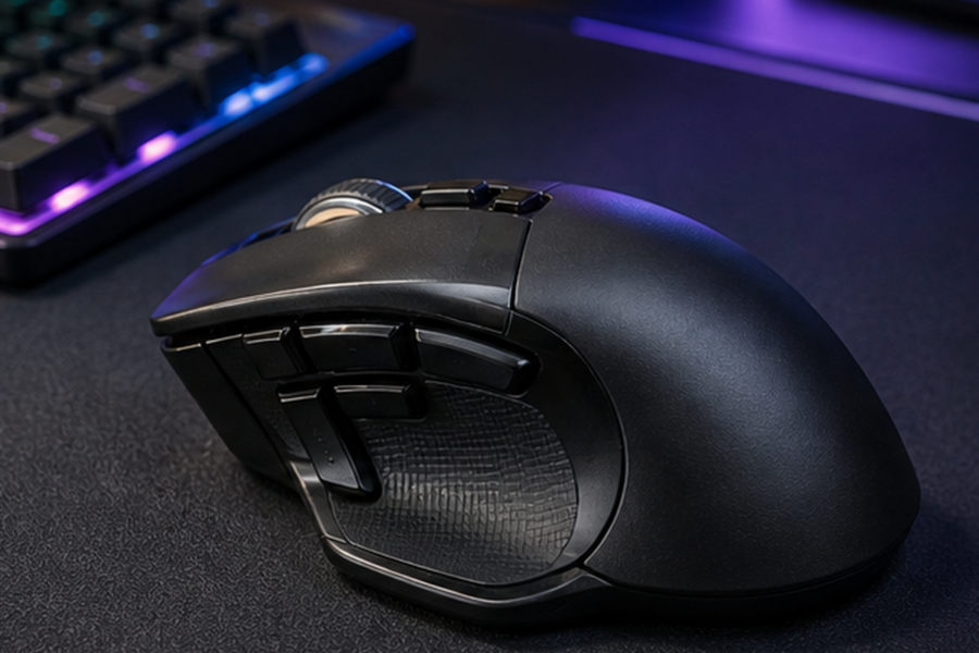 Turtle Beach Kone II Airの大型エルゴ形状と4Dホイールを示すイメージ