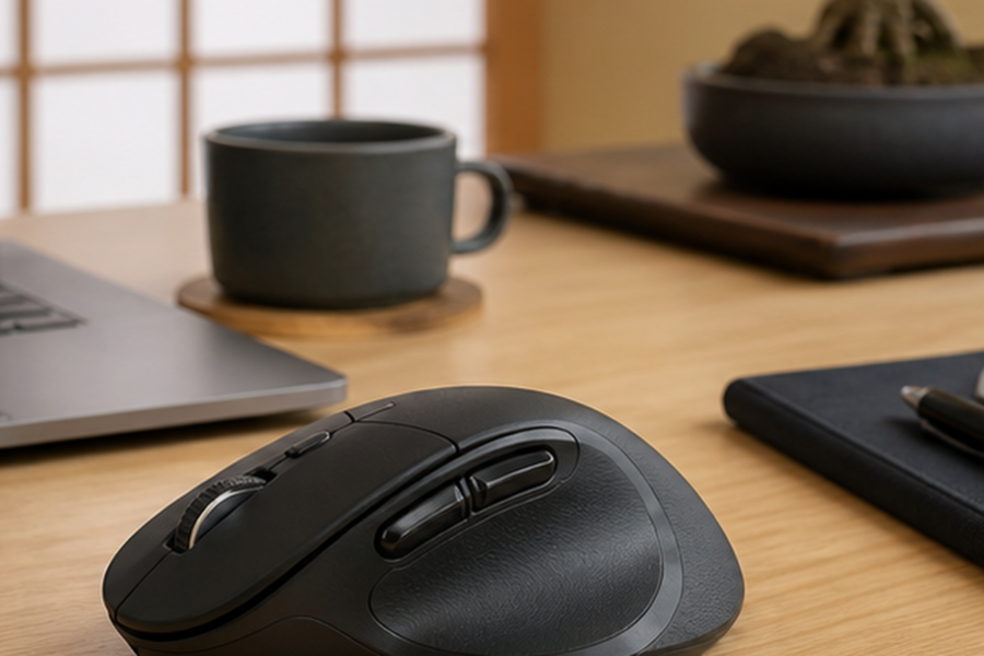 ELECOM EX-Gシリーズの親指フィット形状をイメージしたマウス