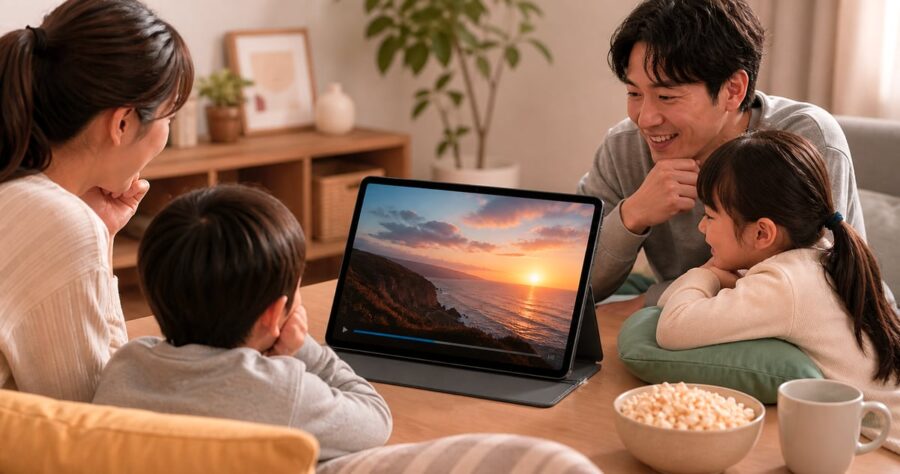Redmi Pad 2を開封後に机でセットアップしている様子