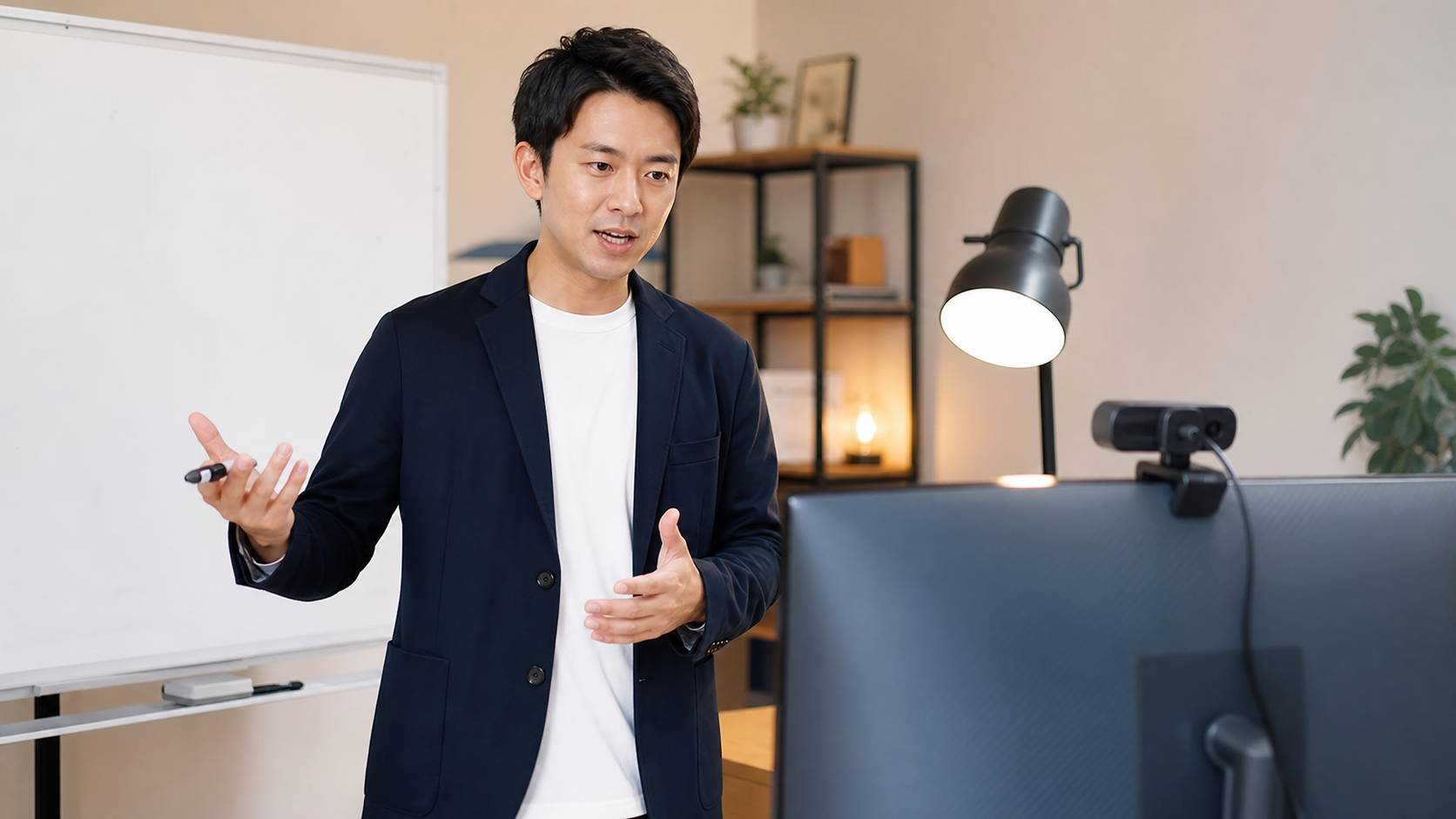 Insta360 Link 2 Pro AI追跡Webカメラのプレゼン利用イメージに合わせたデスク環境