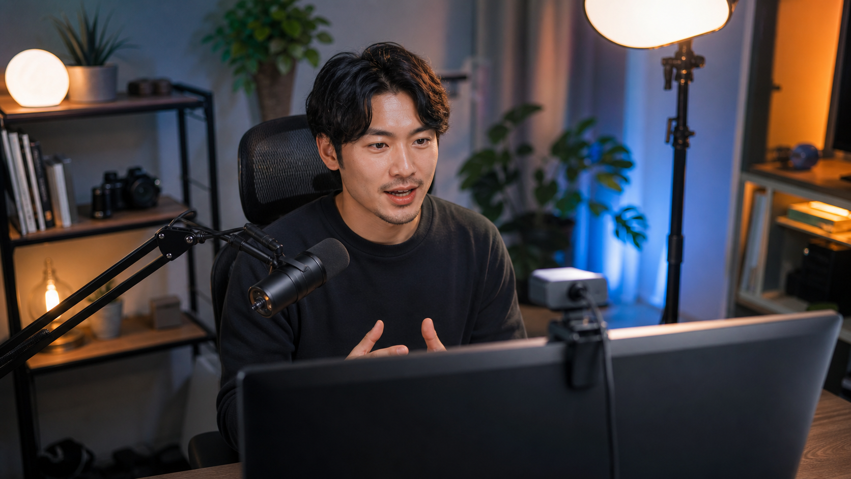 Facecam 4K 4K60配信用Webカメラのデスク環境例に合わせたデスク環境