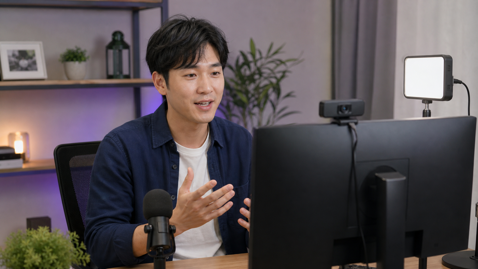 Elgato Facecam Neo 1080p60 Webカメラの配信入門セット例に合わせたデスク環境
