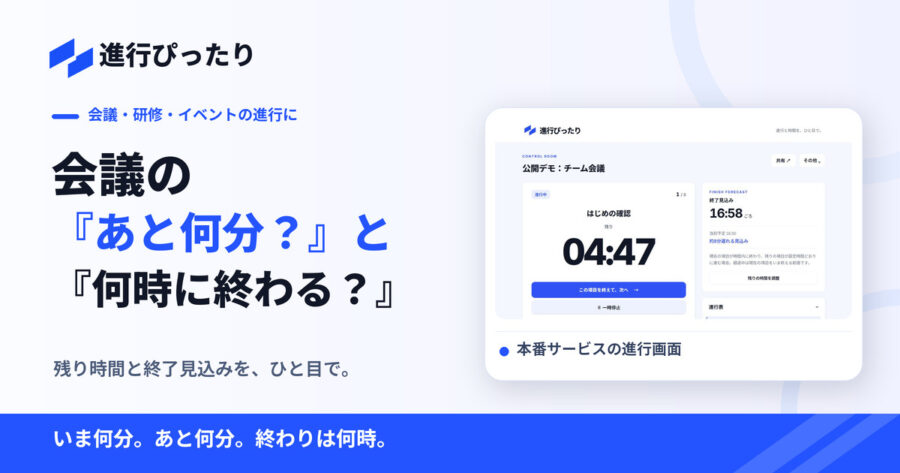 会議の残り時間と終了見込みを示す進行ぴったりの記事画像